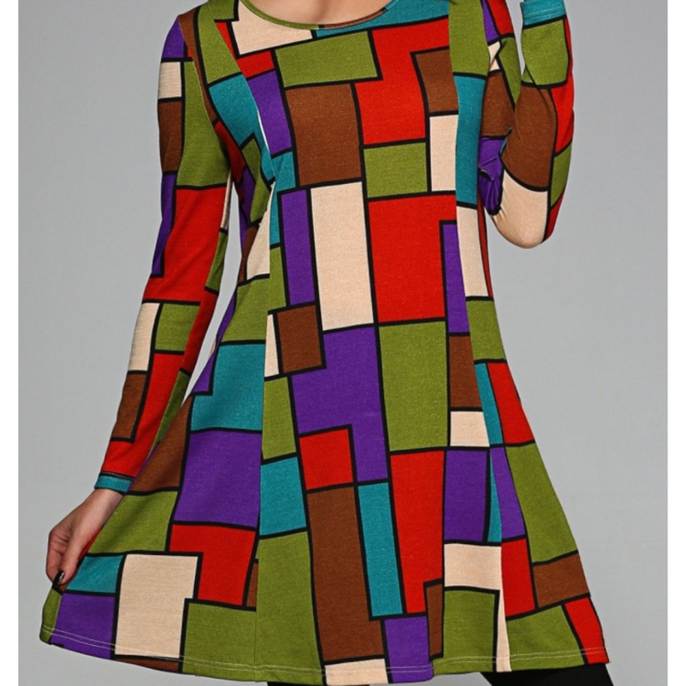 Geometric print tunic dress