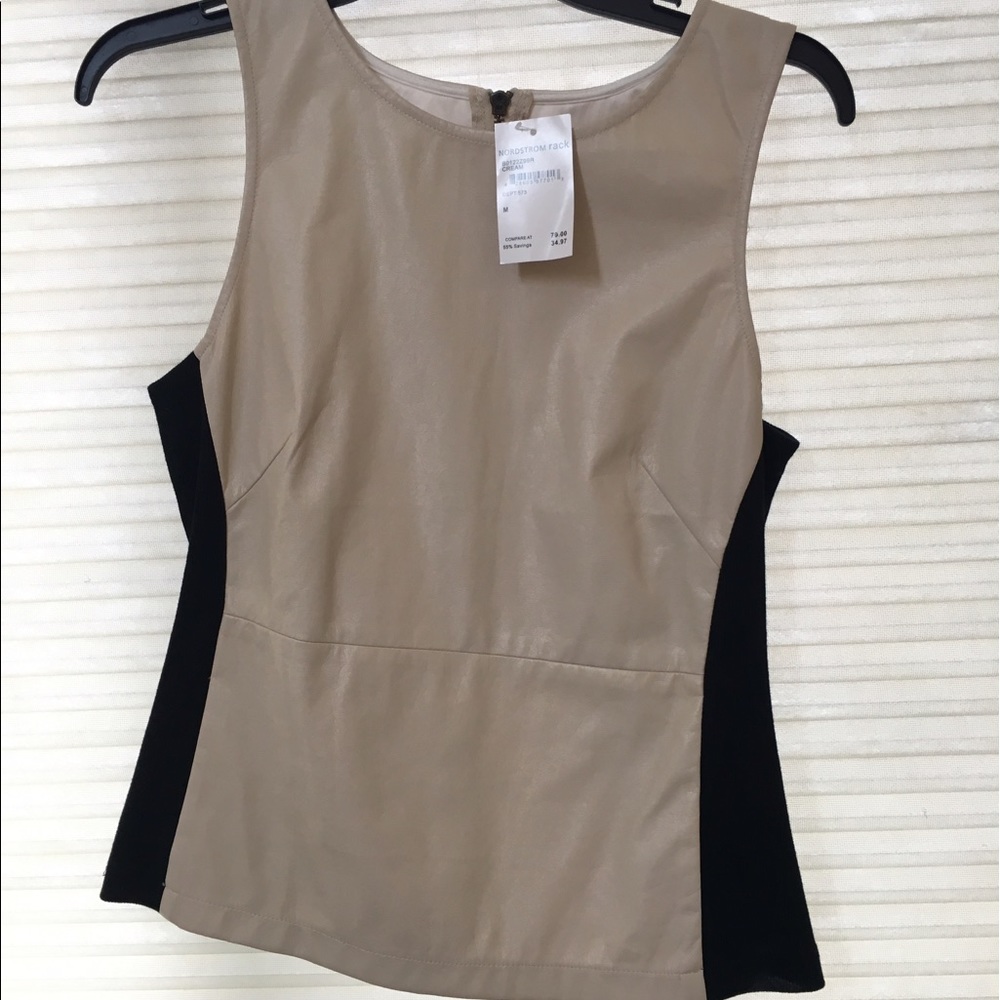 Faux leather peplum tank
