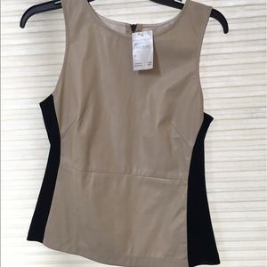 Faux leather peplum tank