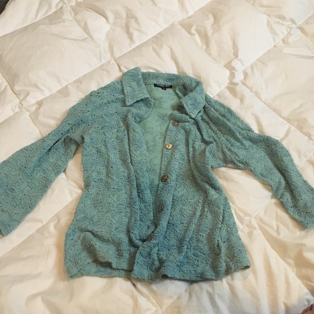 Cynthia Max 3/4 length teal blouse