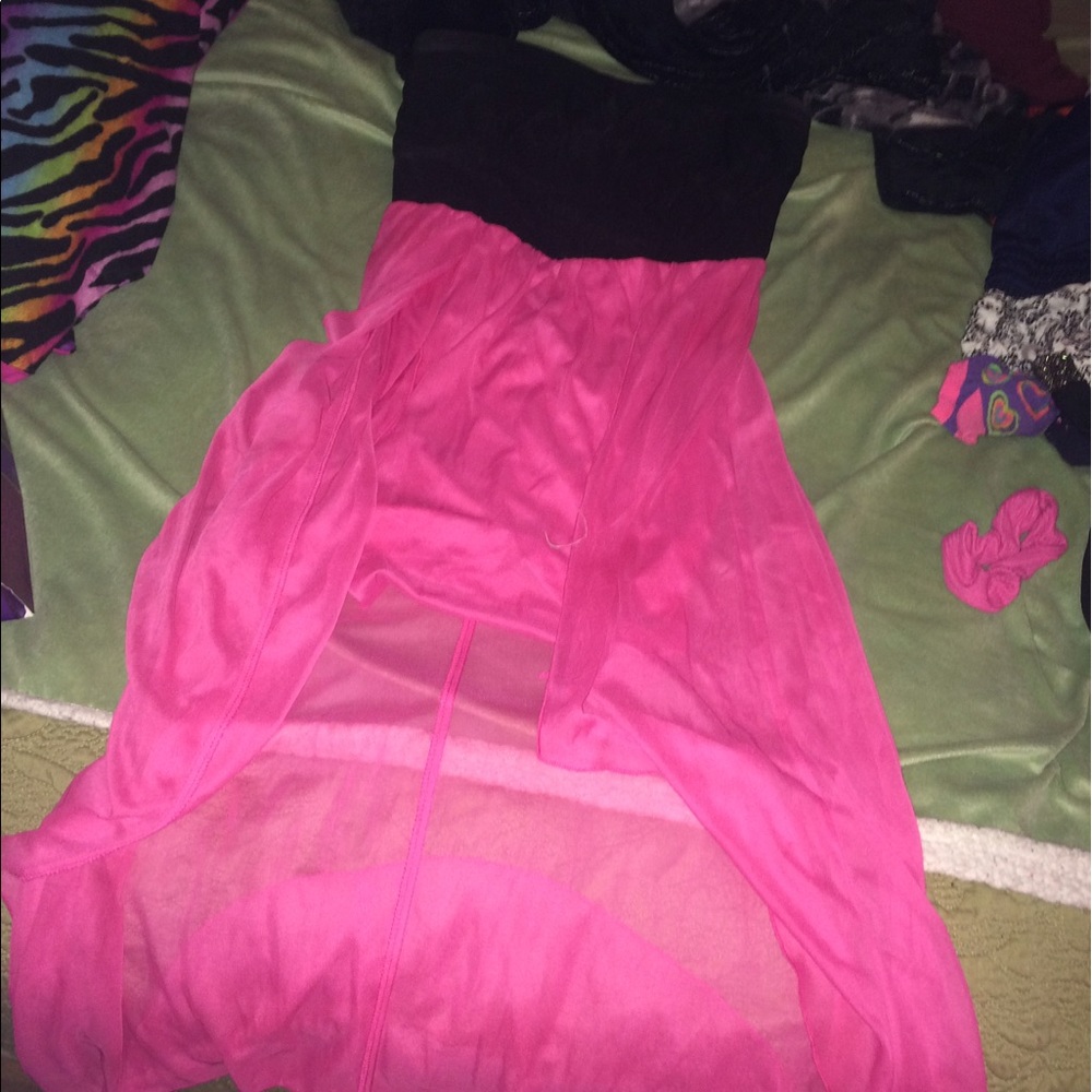 Hi Low black and hot pink dress
