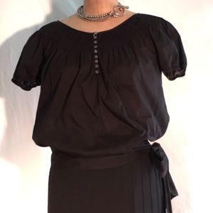 BCBGMaxazria sheer voile peasant/boho blouson