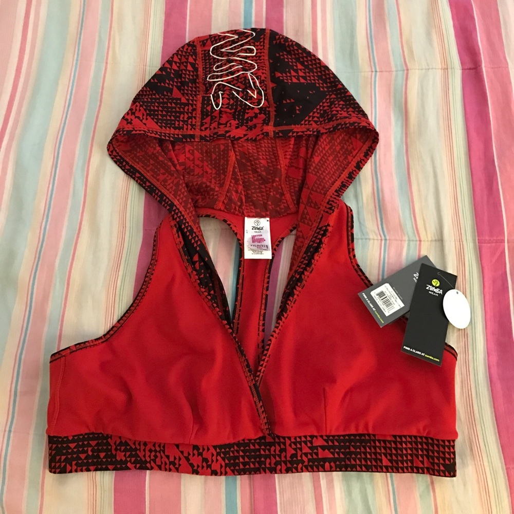 Zumba Wear sports bra with attached hoodie XXL RED