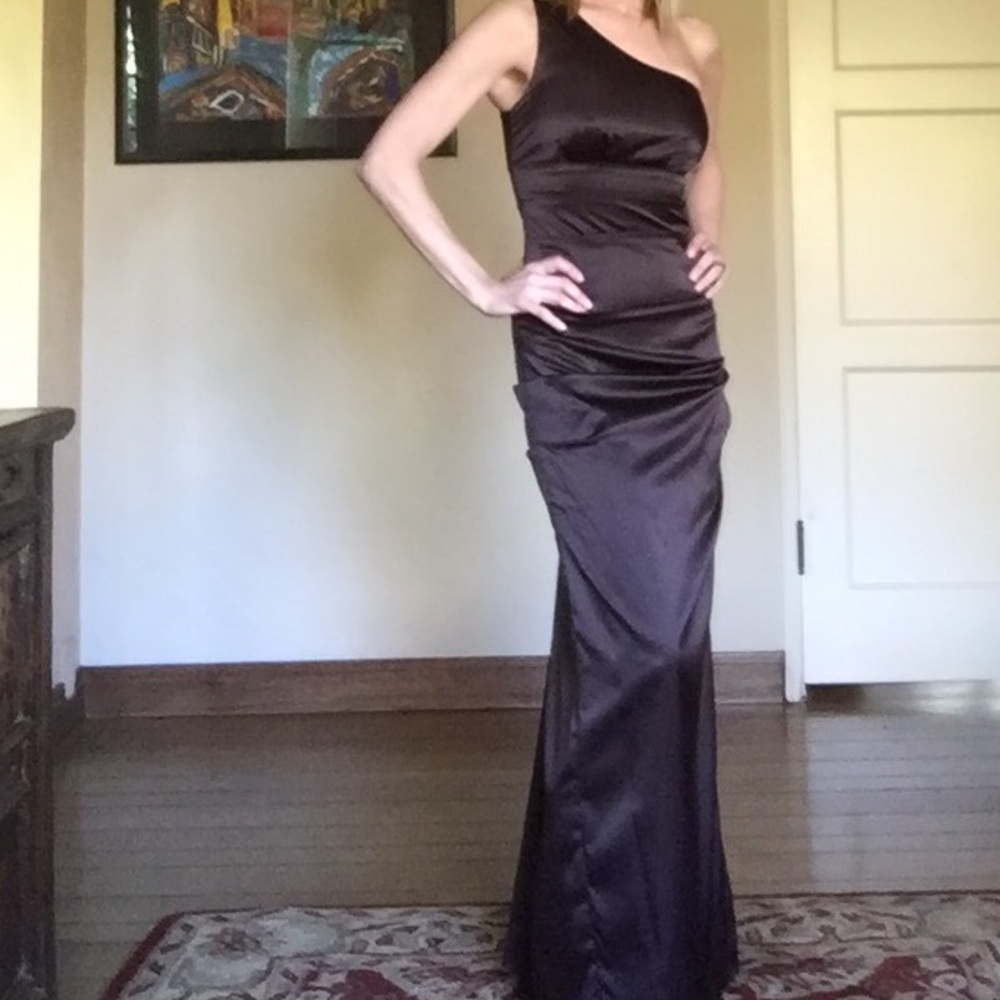 Rubber ducky floor length chocolate brown dress! - Picture 3 of 4