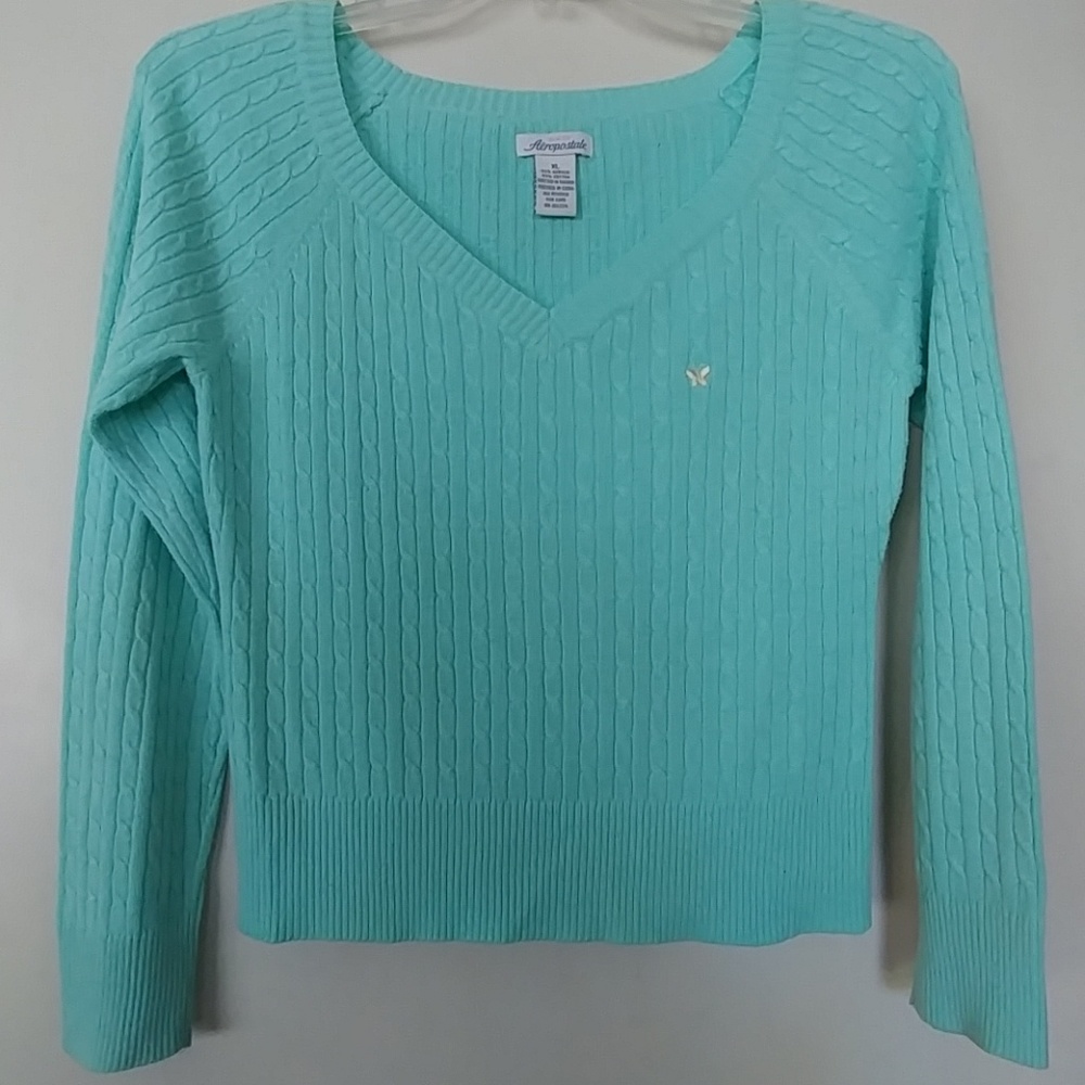 AEROPOSTALE MINT GREEN CROPPED SWEATER SIZE M/L - Picture 1 of 7