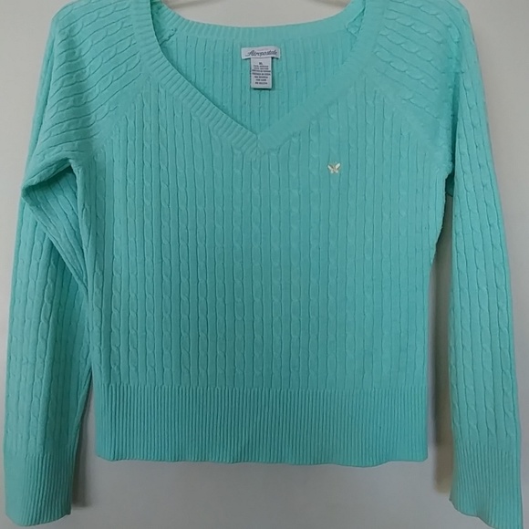 AEROPOSTALE MINT GREEN CROPPED SWEATER SIZE M/L - Picture 2 of 7