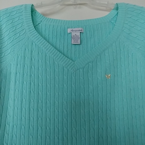 AEROPOSTALE MINT GREEN CROPPED SWEATER SIZE M/L - Picture 6 of 7