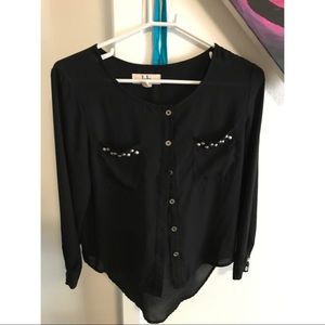 Black Lola blouse with spikes