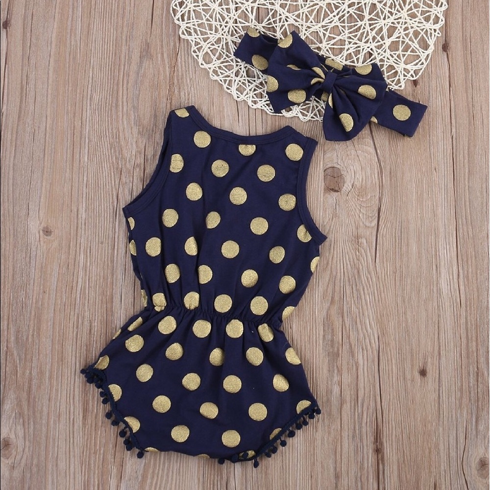Baby girl gold dots body suit# romper jumpsuit