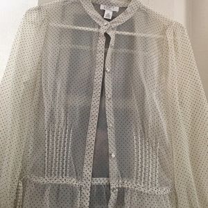 Sheer top with black Polk a dots