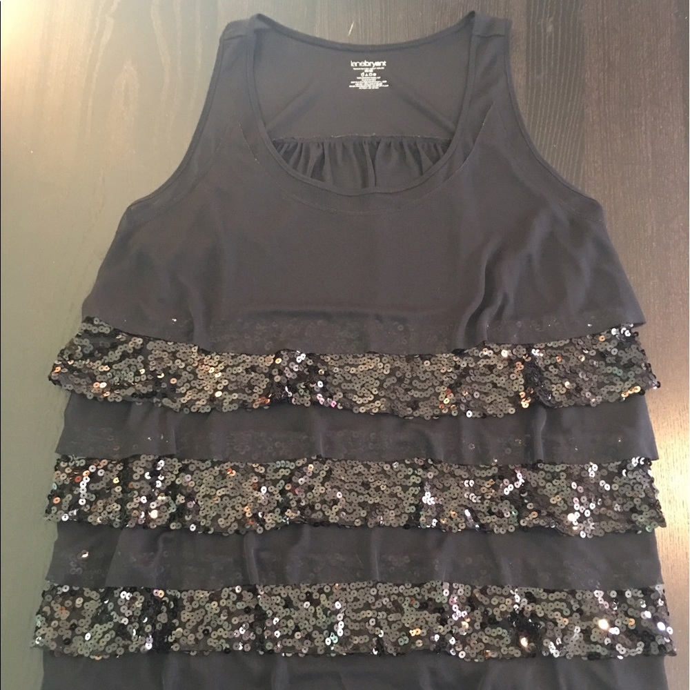 Black Sleeveless Sheer Top with Sequins
