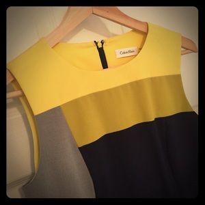 Calvin Klein Color block dress Yellow/Lime/Navy