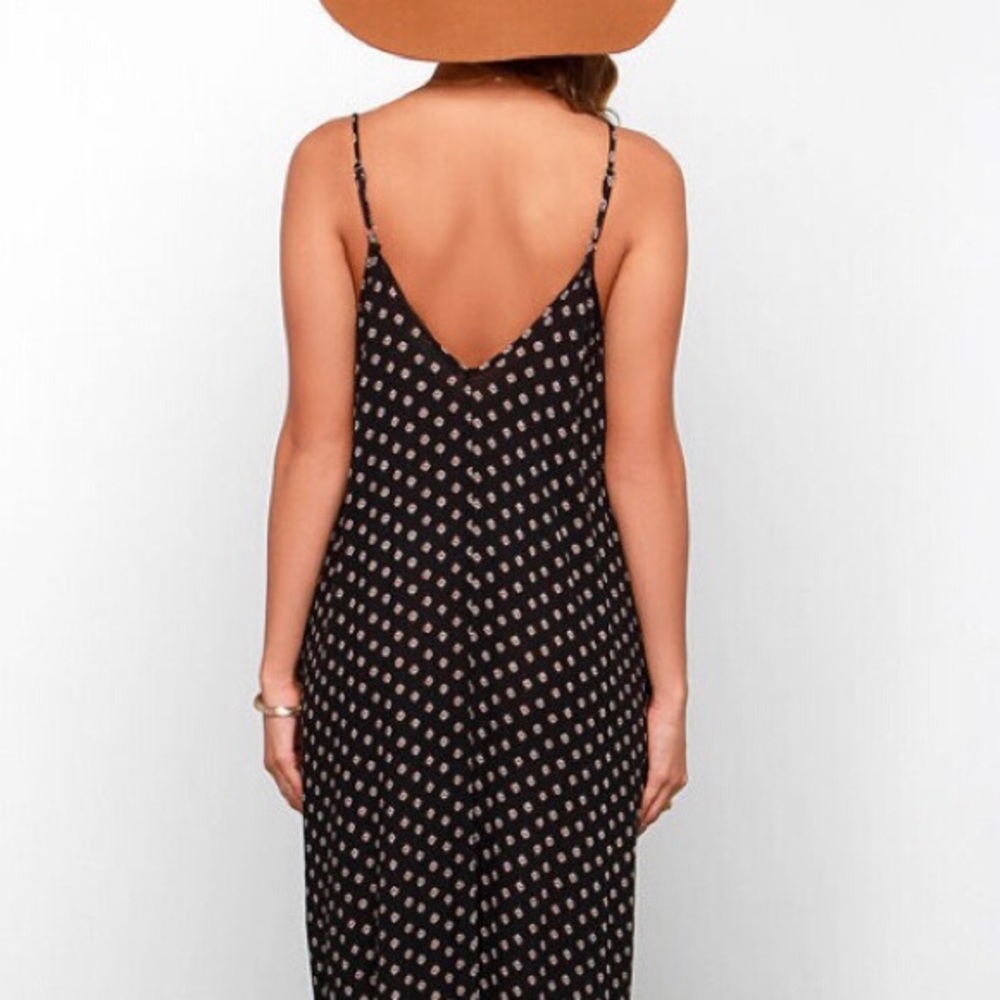 Black polka dot maxi dress DRC165* - Picture 3 of 4