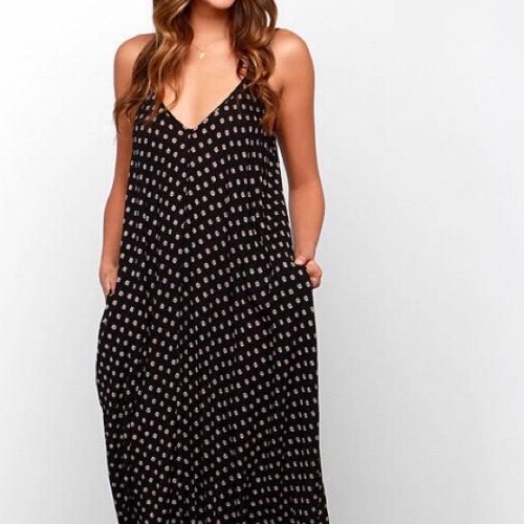 Black polka dot maxi dress DRC165* - Picture 2 of 4