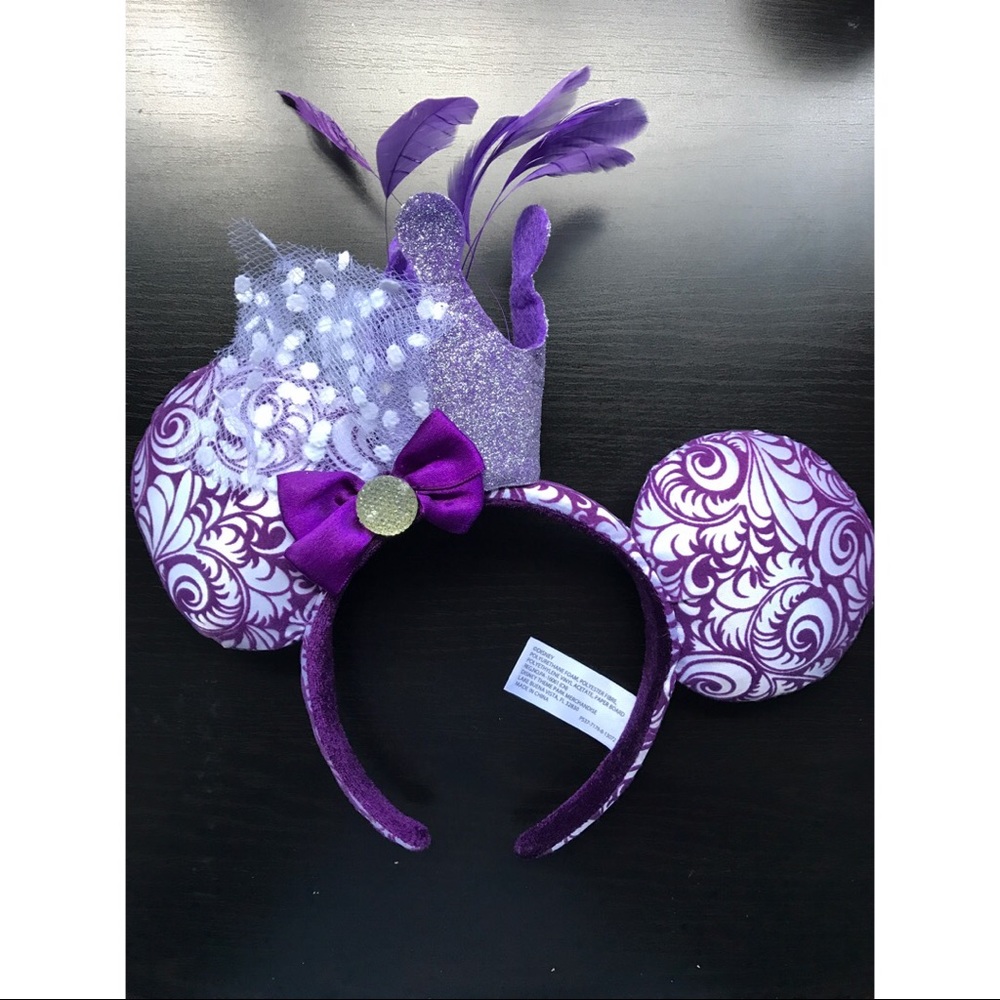 Disney Parks Authentic Bridal Ears Crown Feathers