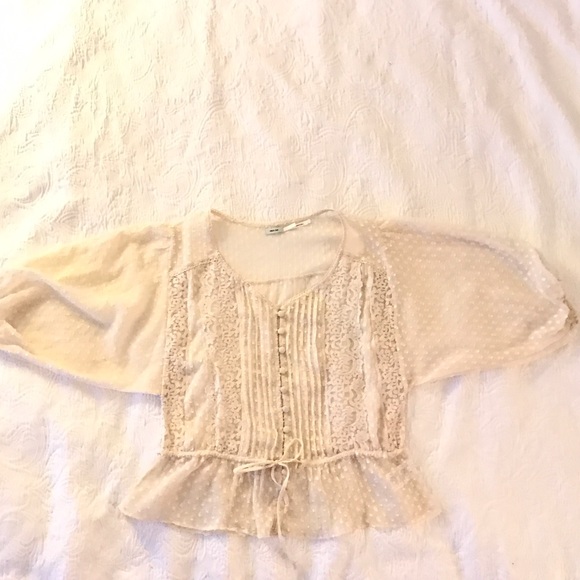 SOLD UO Kimchi Blue Ivory Cute Blouse - Picture 6 of 8