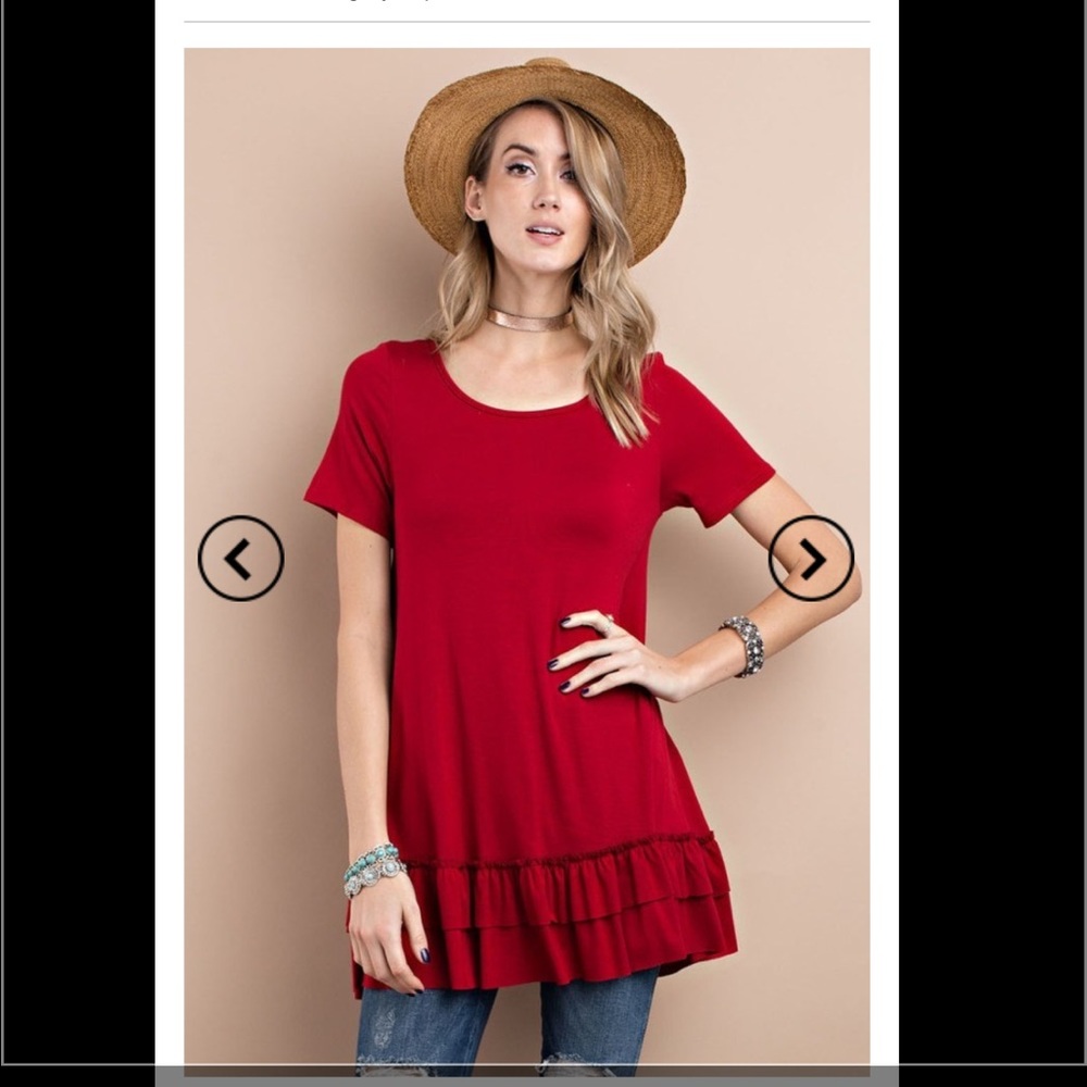 NEW Tango red soft ruffle tunic