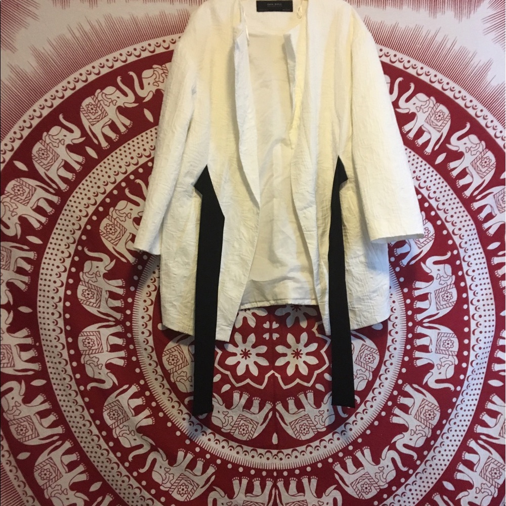 New Zara Basic White Jacket With A Pattern - image 2