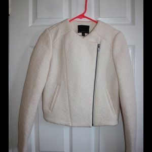 Banana Republic Off-White Wool Short Moto Jacket