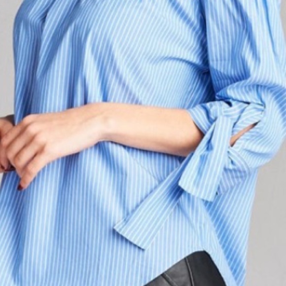 VACATION BLUE OFF SHOULDER TOP - Picture 2 of 3