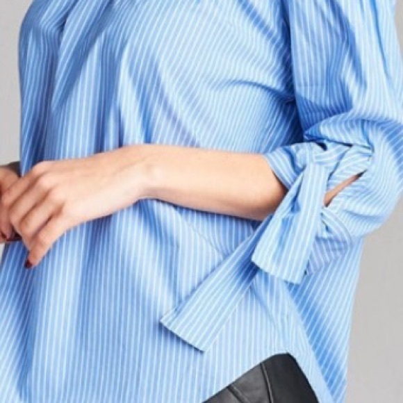 VACATION BLUE OFF SHOULDER TOP - Picture 2 of 3