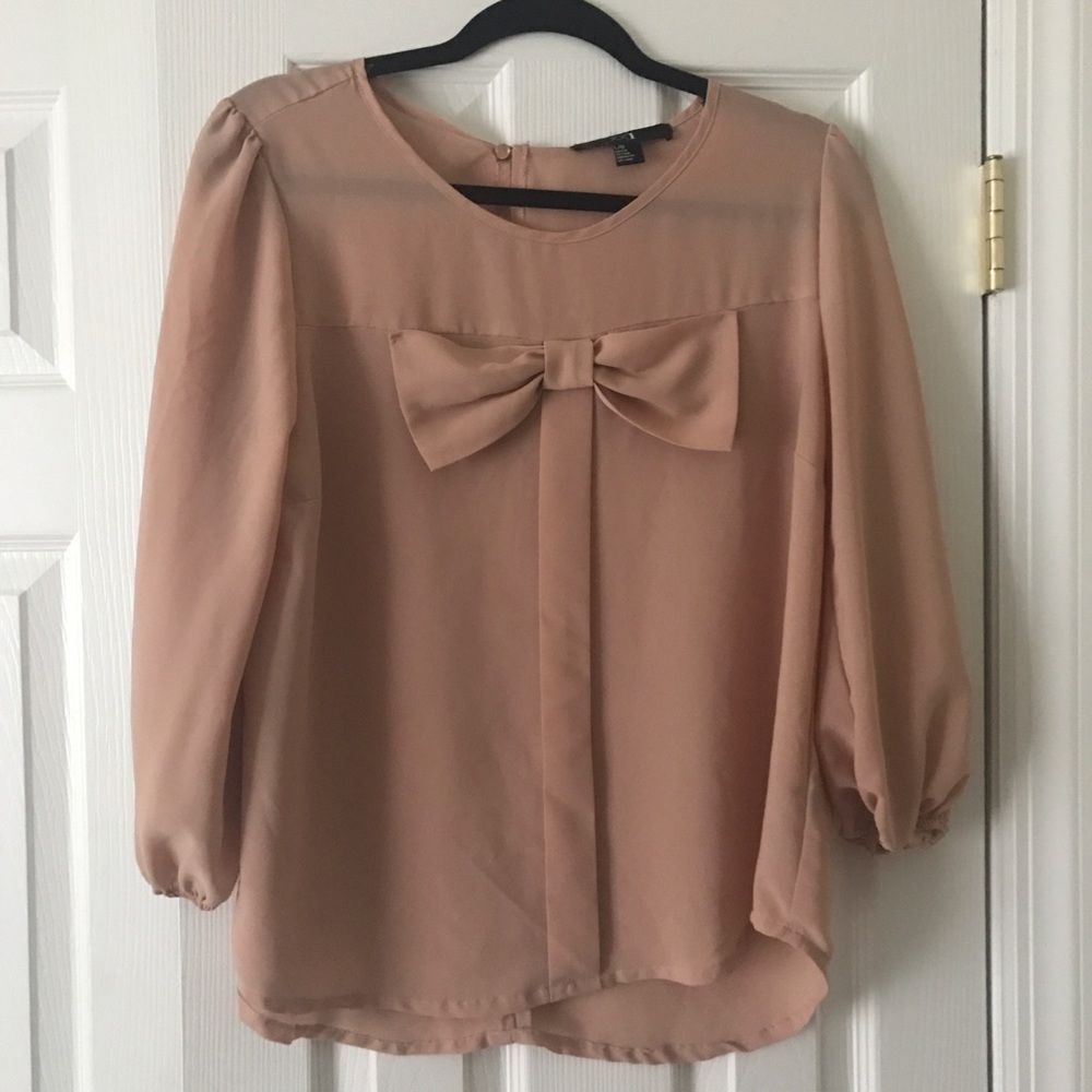 Forever 21 Blush Bow Blouse