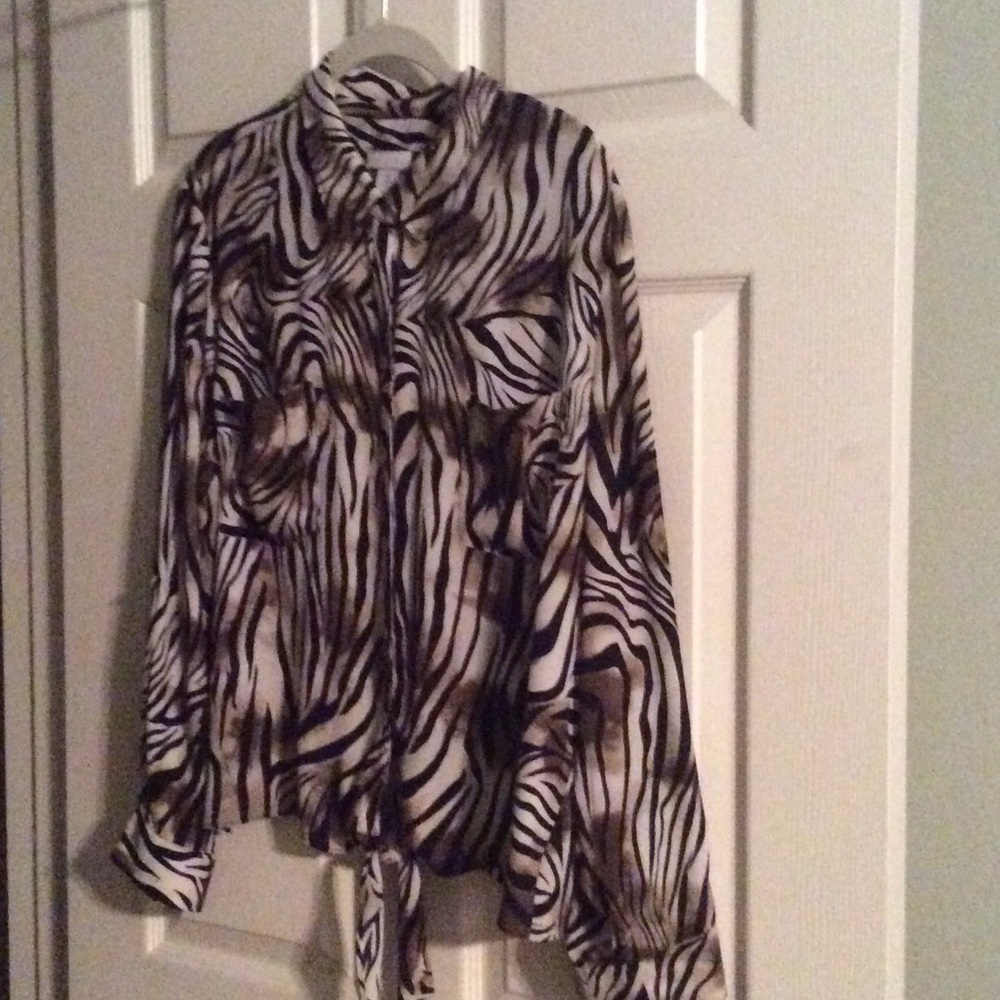 Chico's black and brown animal print blouse!