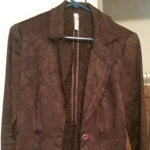 Brown crop jacket, not a full blazer