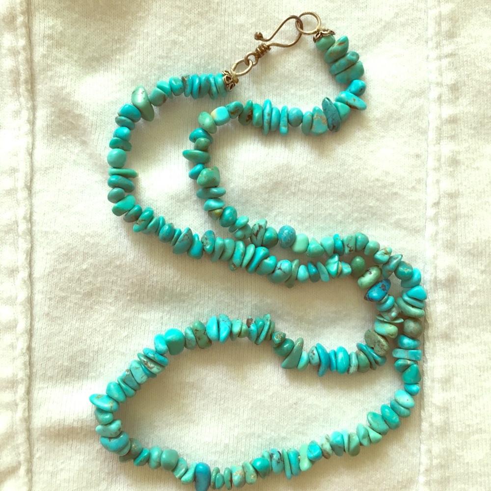 Real turquoise and silver necklace