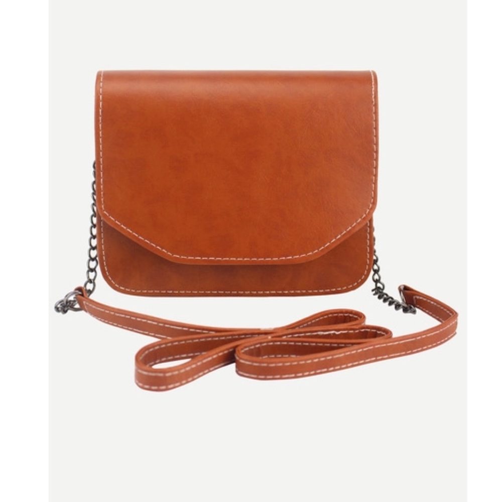 ❌SOLD❌ Brown Distressed Faux Leather Flap Bag