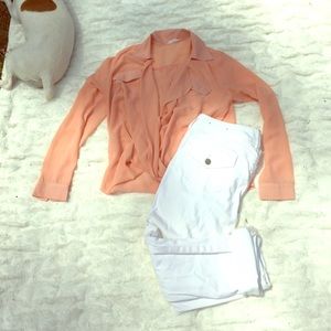 Blouse and white American eagle jeans