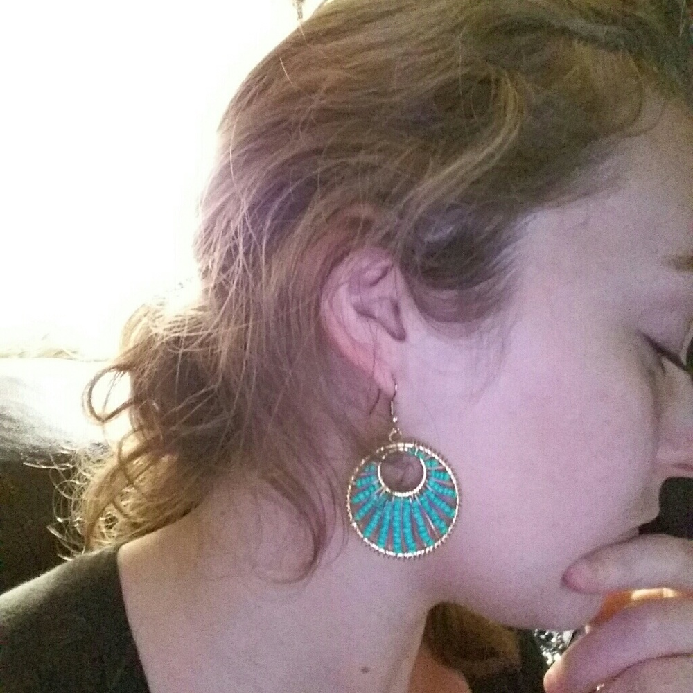 Gold/turquoise earrings