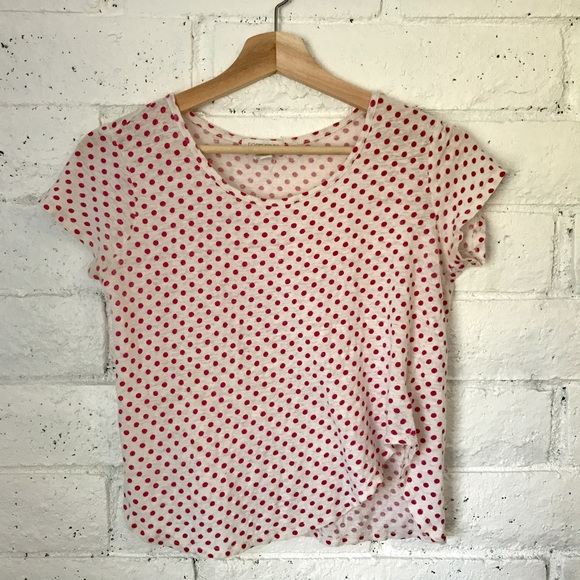 Reddish pink and cream polka dotted shirt - Picture 1 of 3