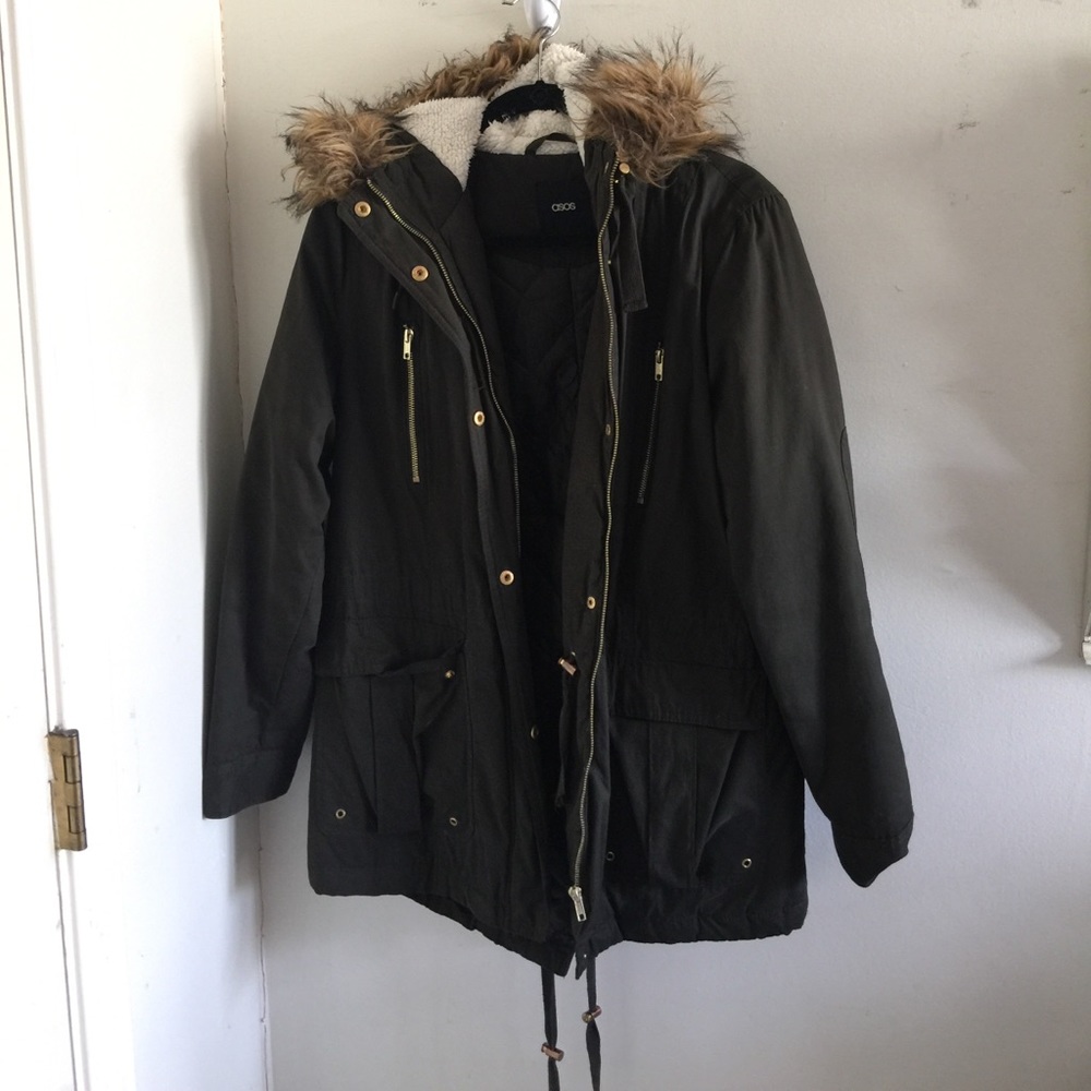 asos green parka