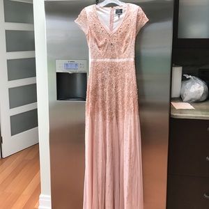 Adrianna Papell Cap Sleeve Blush Embelished Gown