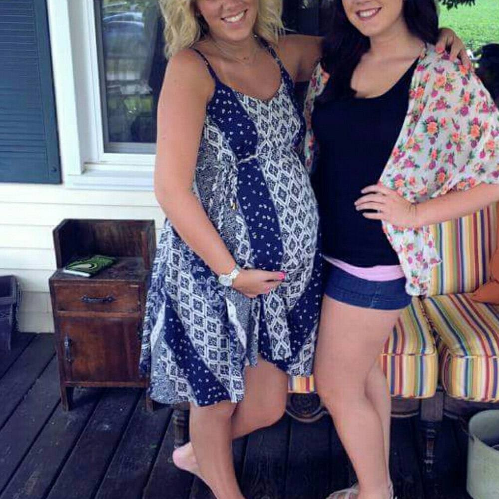 Navy and Ivory Maternity Dress