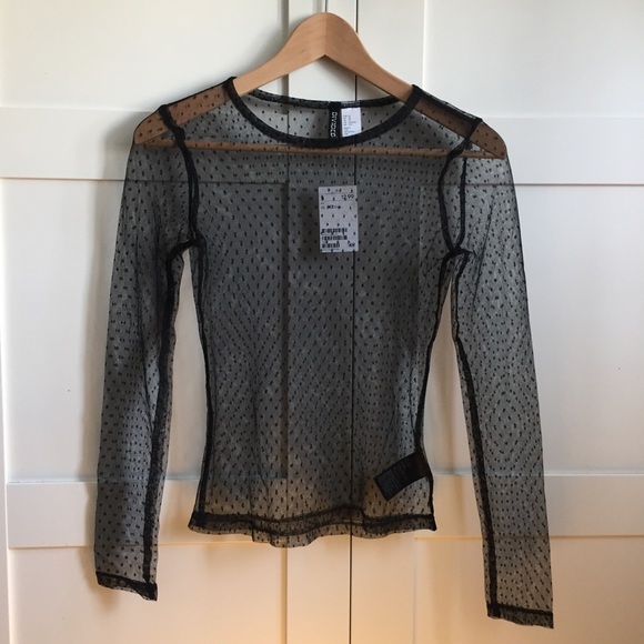 H&M Tops - H&M Sheer Polkadot Layering Shirt