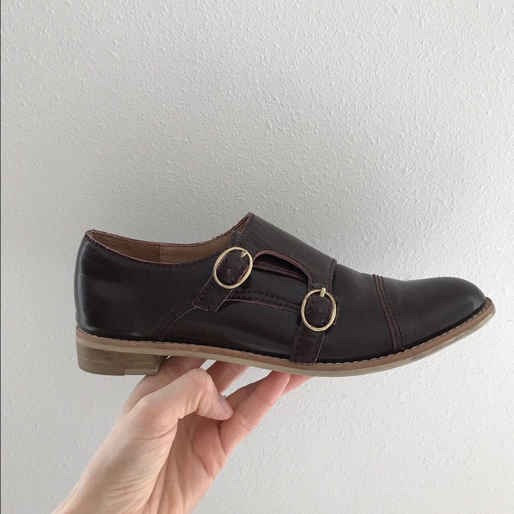 Anthropologie burgundy leather loafers