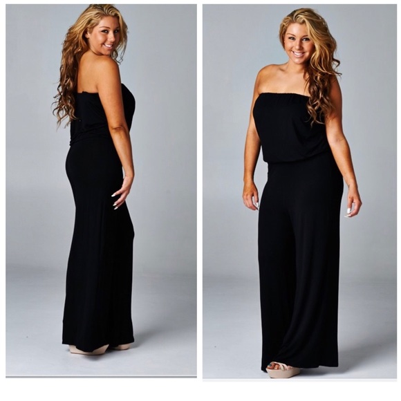 PLUS--ONE 3X LEFT!!--Off Shoulder Black Jumpsuit - Picture 2 of 4