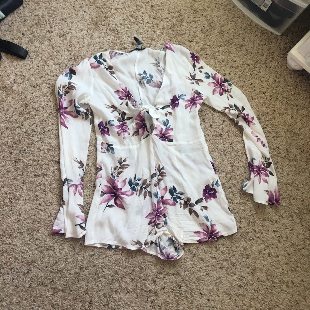 White Romper Purple Flowers