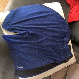 Reebok Vector Shorts Blue and Black Strip