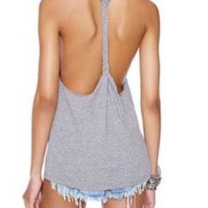 NWOT Lovers & Friends braided racerback tank grey
