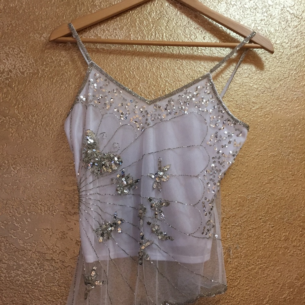 💫 90s vintage White Silver Embellished top