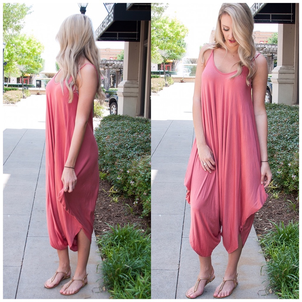 Marsala Spaghetti Strap Harem Jumpsuit - Picture 2 of 2