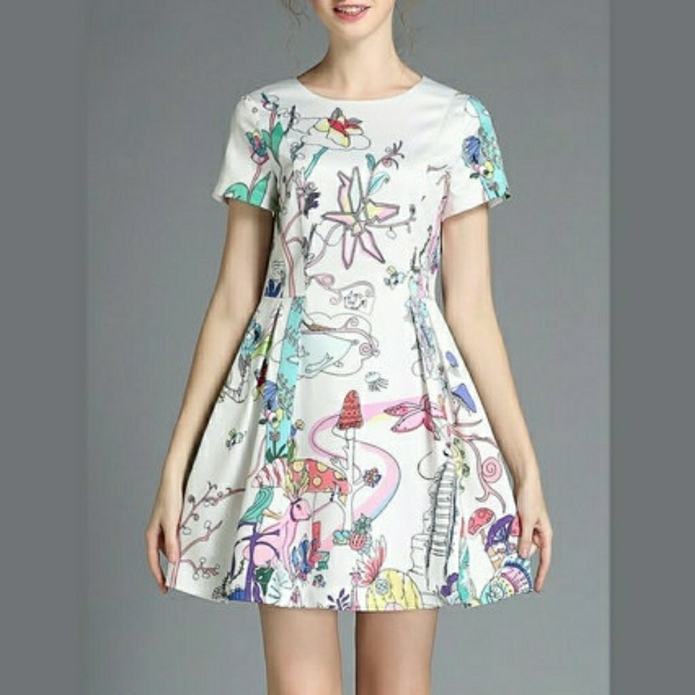Whimsical Short Sleeve Mini Dress Sz 3X