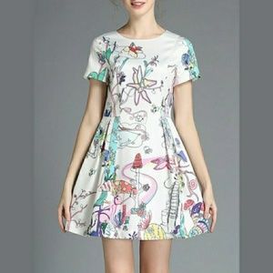 Whimsical Short Sleeve Mini Dress Sz 3X