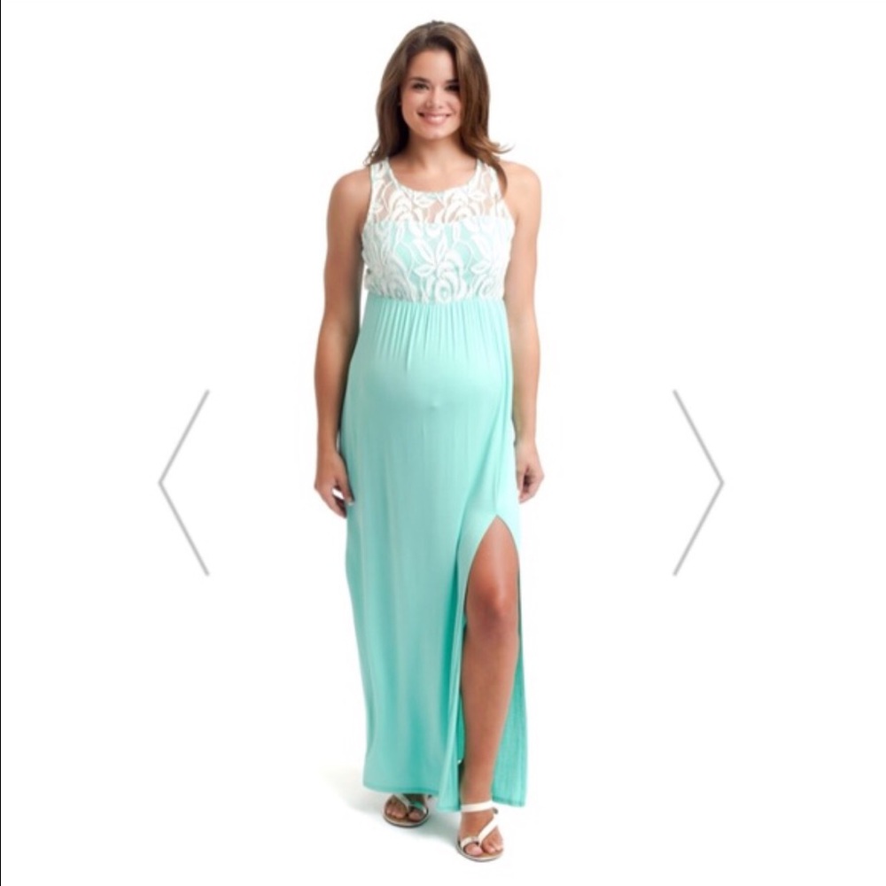 PinkBlush Maternity Blue Lace Dress