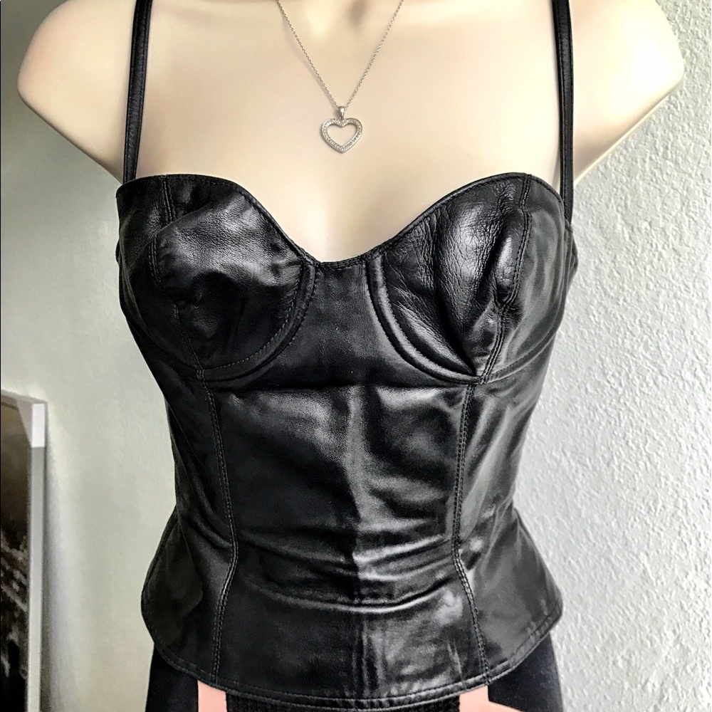 Hot Black Leather Bustier by Eva Chun - Picture 1 of 7