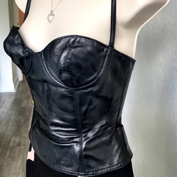 Hot Black Leather Bustier by Eva Chun - Picture 2 of 7