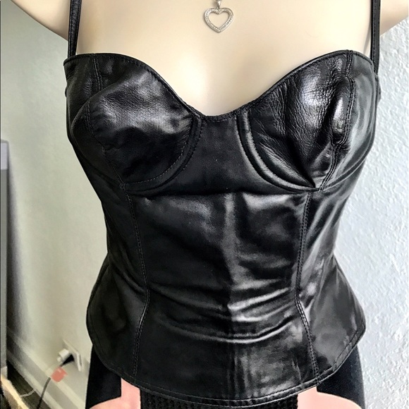 Hot Black Leather Bustier by Eva Chun - Picture 3 of 7